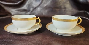 (2) CH Field Haviland GOA Limoges France Tea Cup & Saucer W/Gold Rim, EUC - Picture 1 of 10