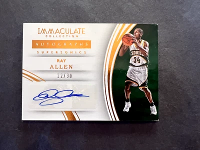 2015-16 Immaculate Ray Allen Auto /30 - Celtics Heat Champ HOF Bucks Sonics - Image 1 of 4