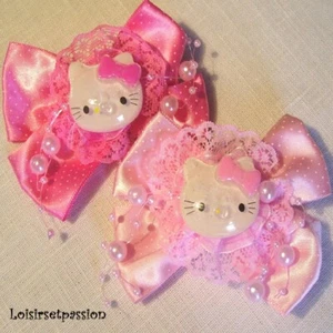 Haarspange Haarspange - KNOTEN aus Satinstoff, Spitze, Perle, Katze - CH08 - Bild 1 von 3