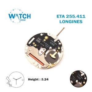 ETA 255.411 LONGINES Watch Movement SWISS🇨🇭 Made White Date Disk at 3 - Picture 1 of 5