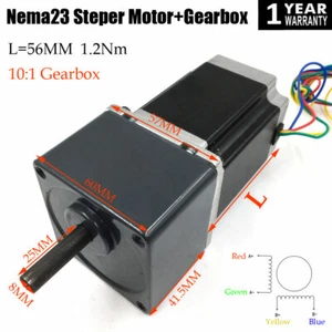 10:1 Gearmotor Nema23 Stepper Motor L56mm 1.2Nm 3A 4Wire Gear Head Gearbox cnc - Picture 1 of 11