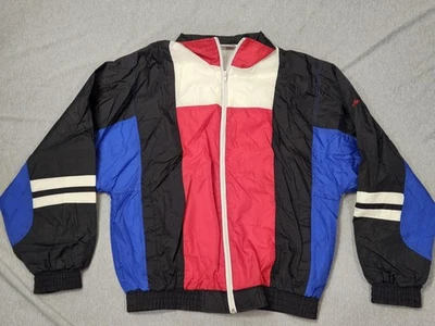 Chaqueta cortavientos Pro Tour para hombre mediana negra roja azul bloque de color cremallera frontal Foto 1 de 4