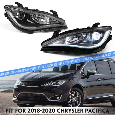 2Pcs For 2017-2020 Chrysler Pacifica Halogen Headlights Headlamps w/LED DRL Set - Image 1 of 4