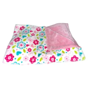 Little Miracles Floral Baby Blanket White Pink Teal Flowers Heart Plush Costco - Picture 1 of 4