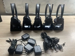 5 Poly Plantronics Savi 7210 Office Black Headset/ With Base /PREOWNED/JUA2712 - Picture 1 of 13