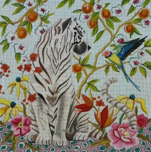 Needlepoint Handpainted Colors of Praise White Tiger 18x18 AN474 - Picture 1 of 4
