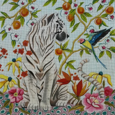 Needlepoint Handpainted Colors of Praise White Tiger 18x18 AN474 - Image 1 of 4