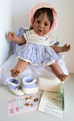 Vintage 20" Hasbro AA REAL BABY Awake, 1985, Diaper, Knit outfit, Judith Turner - Image 1 of 4