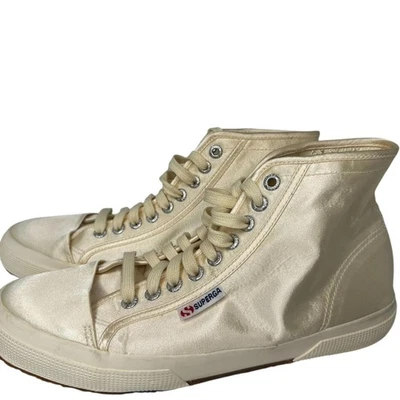 Superga x Alexa Chung Satin High Top Sneakers Champagne Gold Women Size 9.5 Rare - Image 1 of 4