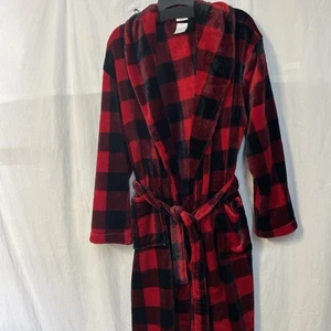 Men's Sonoma Goods For Life Plush Robe Red Buffalo Check Fleece Robe Size S/M - Picture 1 of 5