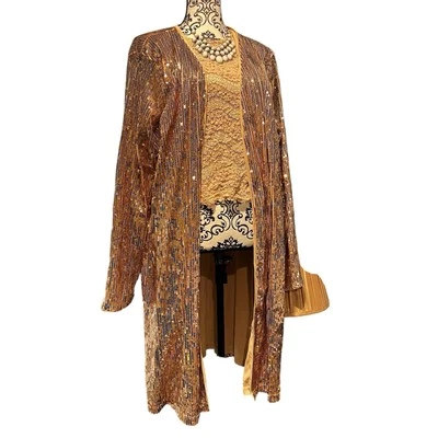 Jaqueta Casual Forever21+ Lantejoulas Ouro Rosa 2X Plus Impressionante Nova Com Etiquetas - Imagem 1 de 4