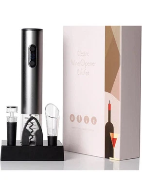Abridor de Botellas de Vino Eléctrico, Sacacorchos Automático con Removedor de Lámina (Plateado) Foto 1 de 4