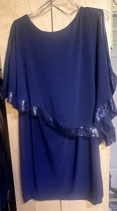 Vestido poncho R&M Richards para mujer talla 18W corto con cordones azul marino cóctel fiesta - Imagen 1 de 3
