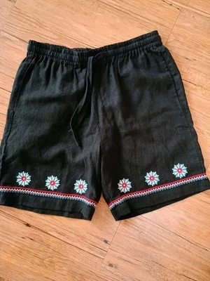 Pantalones Cortos Forever 21 Unisex Bordados Flor Negro Foto 1 de 4