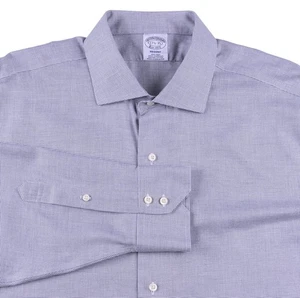 Brooks Brothers Regent Gray Micro Check Supima Cotton Non Iron Dress Shirt 17.5 - Picture 1 of 7