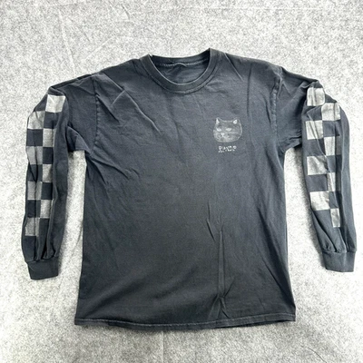 Ripndip Shirt Mens Large Black Long Sleeve Cat Checkerboard Graphic Skatewear - Image 1 of 4
