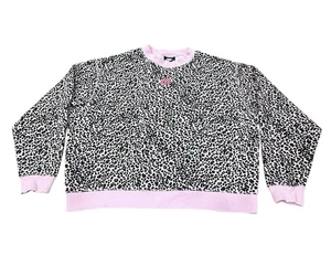 Nike Womens Sweatshirt All Over Print Pink Leopard Center Swoosh Logo Small - Picture 1 of 8