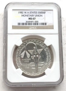 West African 1972 Monetary Union 500 Francs NGC MS67 Essai Silver Coin,UNC - Picture 1 of 2