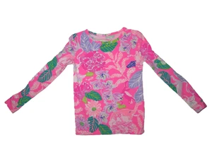 Lilly Pulitzer Girls Youth Kid LS Shirt Top Size 4 elephants monkeys pink floral - Picture 1 of 3
