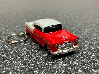 1955 Chevy Belair Coupe Hot Rod chaveiro vermelho caixa de fósforos carro Hot Wheels - Imagem 1 de 4
