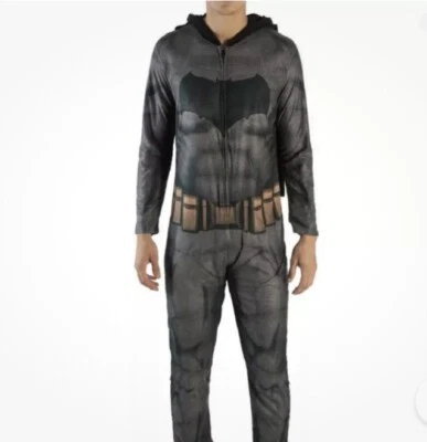 Batman One Piece Fleece Pajamas with hood Mens Size Medium- DC Comics - Image 1 of 4