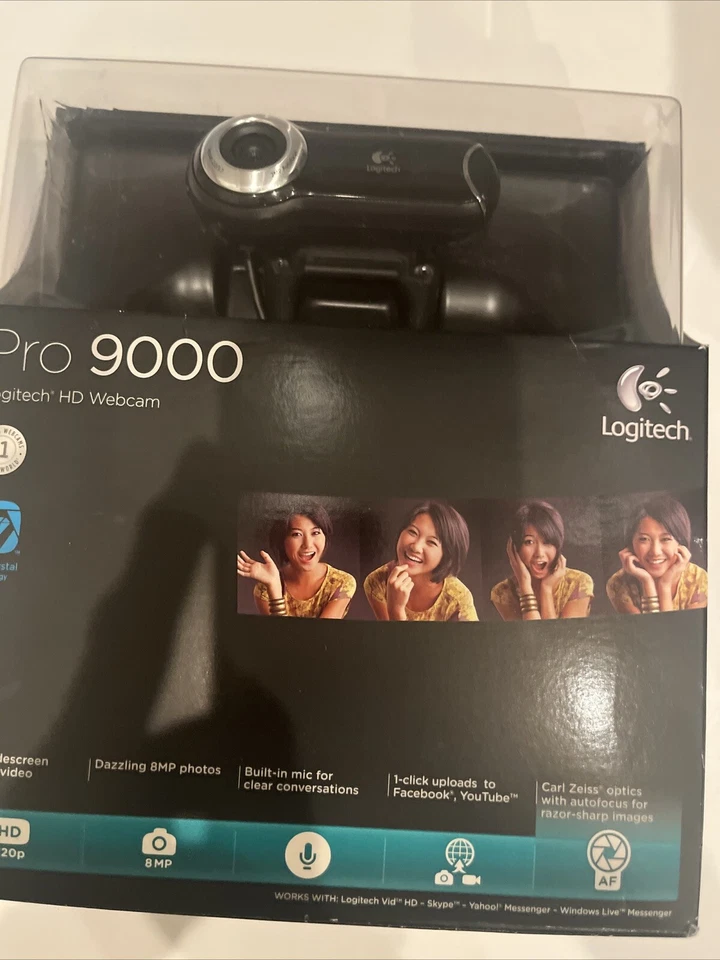 Logitech HD Webcam Pro 9000 Carl Zeiss Optics *New & Factory Sealed* - Image 1 of 4