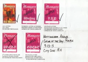 THE MASSACRE - Concert Tour Pass Info Sheet from Nottingham - MUSIC - USED - Picture 1 of 1