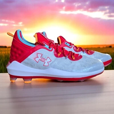 Under Armour Hombres Rojo Blanco Metal Botines Zapatos de Béisbol Talla 12.5 Foto 1 de 4