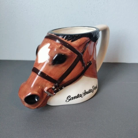 Santa Anita Park Racetrack Horse Head 3D Coffee Mug Collectors Cup Gary Mendel Cover