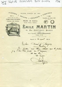 Dépt 14 - Bayeux 91 Rue St Loup - Belle Entête d'un Commerce Alimentaire de 1914 - Picture 1 of 1