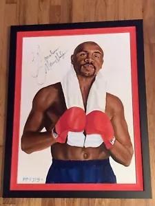 Meraviglioso dipinto originale firmato Marvin Hagler di Wayne Prokopiak JSA - Foto 1 di 5