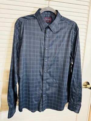 Рубашка мужская Untuckit размер большой синяя клетчатая б/у в отличном состоянии - Изображение 1 из 4
