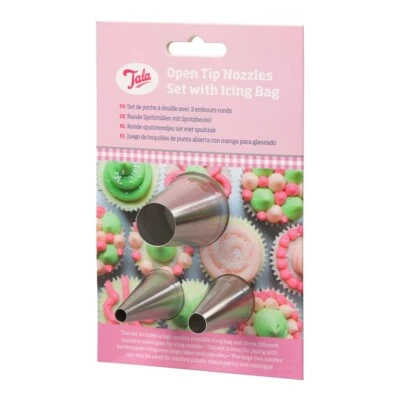 Tala Open Tip Round Nozzles Food Cake Baking Decorating Icing Bag Set - Image 1 of 2