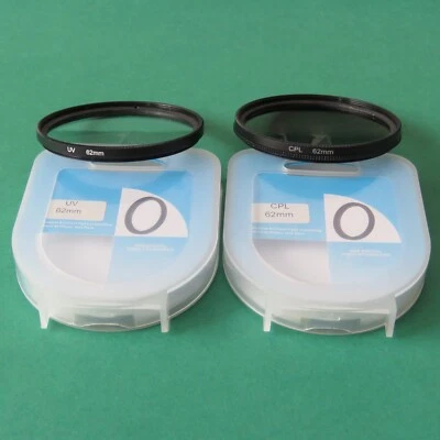 UV 62mm/CPL 62mm Filter Set for DSLR camera lenses Canon R Nikon Z Sony Olympus - Image 1 of 4