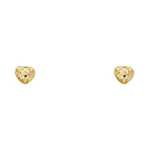 Ioka - 14K Yellow Gold CZ Heart Screw Back Stud Earrings - Picture 1 of 3