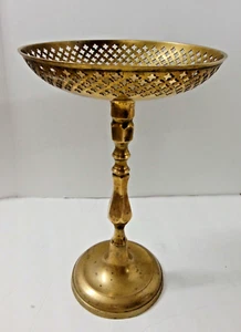 Vintage Solid Brass Tall Vented Pillar 3-Wick Candleholder 12" Tall 8"Diameter - Picture 1 of 13