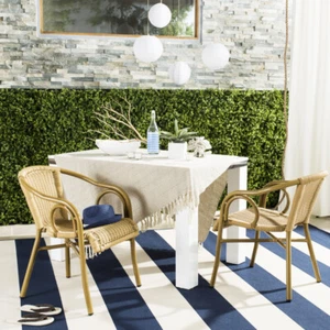 SAFAVIEH Outdoor Collection Dagny Arm Chair | Natural/Light Brown | - Picture 1 of 10