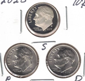 2025-S San Francisco Proof Roosevelt Dime Plus BU Philadelphia, Denver (3 pièces) - Photo 1/2