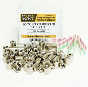 C&D Valve CD2290 Package of 50 Tamper Resistant HVAC 1/4" Male Flare Locking Cap - Picture 1 of 6