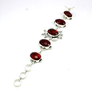 Bracelet Natural Red Quartz Gemstone Handmade Beaded Natural Gemstone Jewelry - Picture 1 of 2