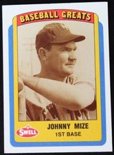 1990 Swell CMC Baseball Greats Johnny Mize 90 HOF New York Yankees Giants Cards