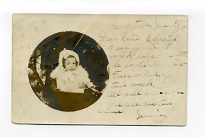 Kleines Mädchen für den Winter gekleidet, Poststempel Georgetown MA RPPC Foto Postkarte - Bild 1 von 2