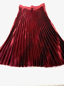 Falda acordeón plisada para mujer New York & Co. Borgoña talla S cintura elástica - Imagen 1 de 2