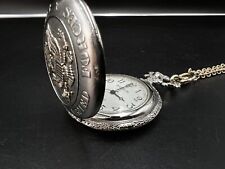 Hanslin Fancy Pocket Watch Silver Tone with Chain United States Armed Forces