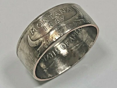 Montana Coin Ring USA State Quarter 25 Cents Handmade Vintage Custom Jewelry - Image 1 of 4
