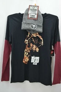 The Walking Dead Mens Black Twofer & Beanie Combo Shirt Size S, M - Picture 1 of 3