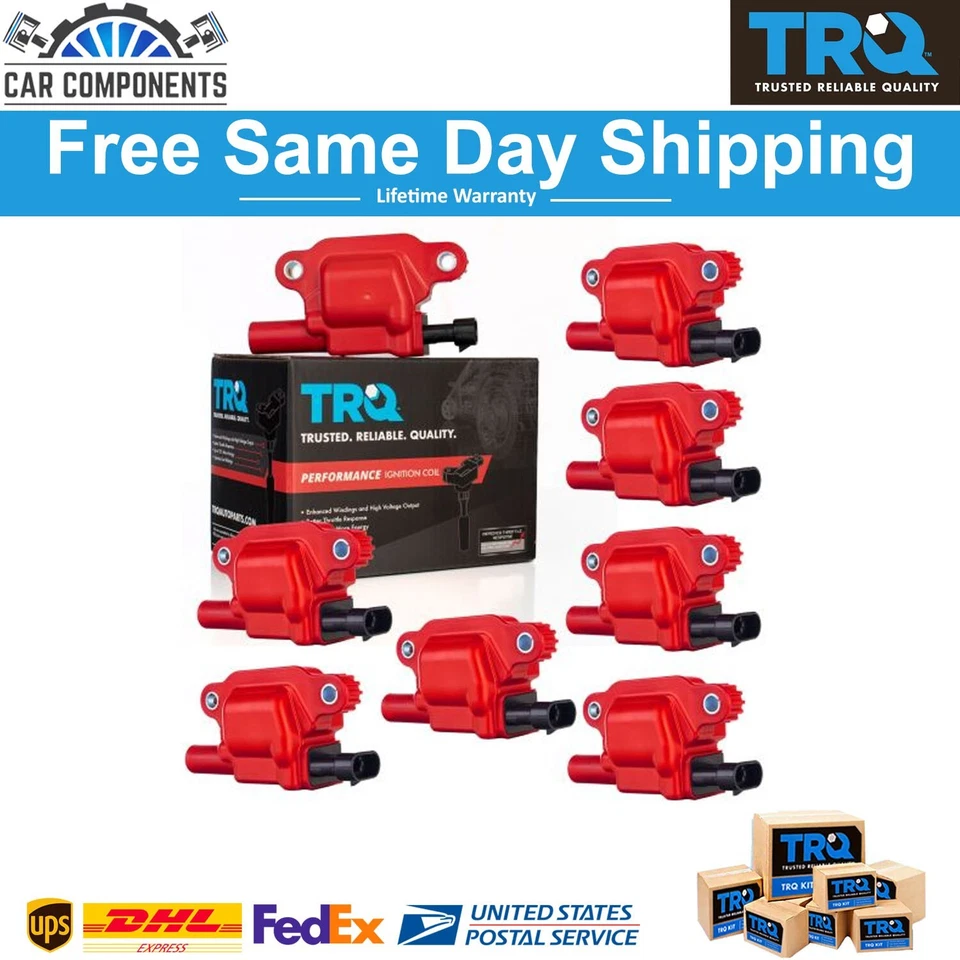 TRQ 全新点火线圈套装 适用于 2014 - 2021 凯迪拉克 CTS 雪佛兰 Tahoe GMC Sierra 1500 — 第 1/4 张图片