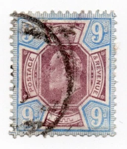 1902 - Gran Bretagna - Effigie di Edoardo VII - 9 d. azzurro e viola (115) usato - Picture 1 of 1