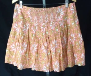 Banana Republic ~ 12 ~ Minifalda Patinadora Círculo Plisada Forrada Floral Rosa Melocotón - Imagen 1 de 6