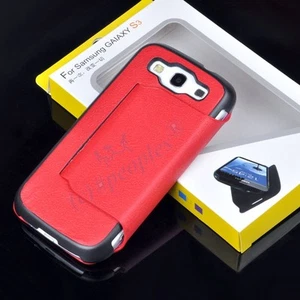 Nueva funda protectora con soporte lateral abatible de cuero PU rojo para Samsung Galaxy S 3 III I9300 - Imagen 1 de 3